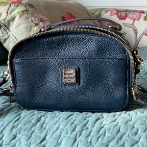 Dooney & Bourke Blue Pebble Leather Double-Zip Crossbody
